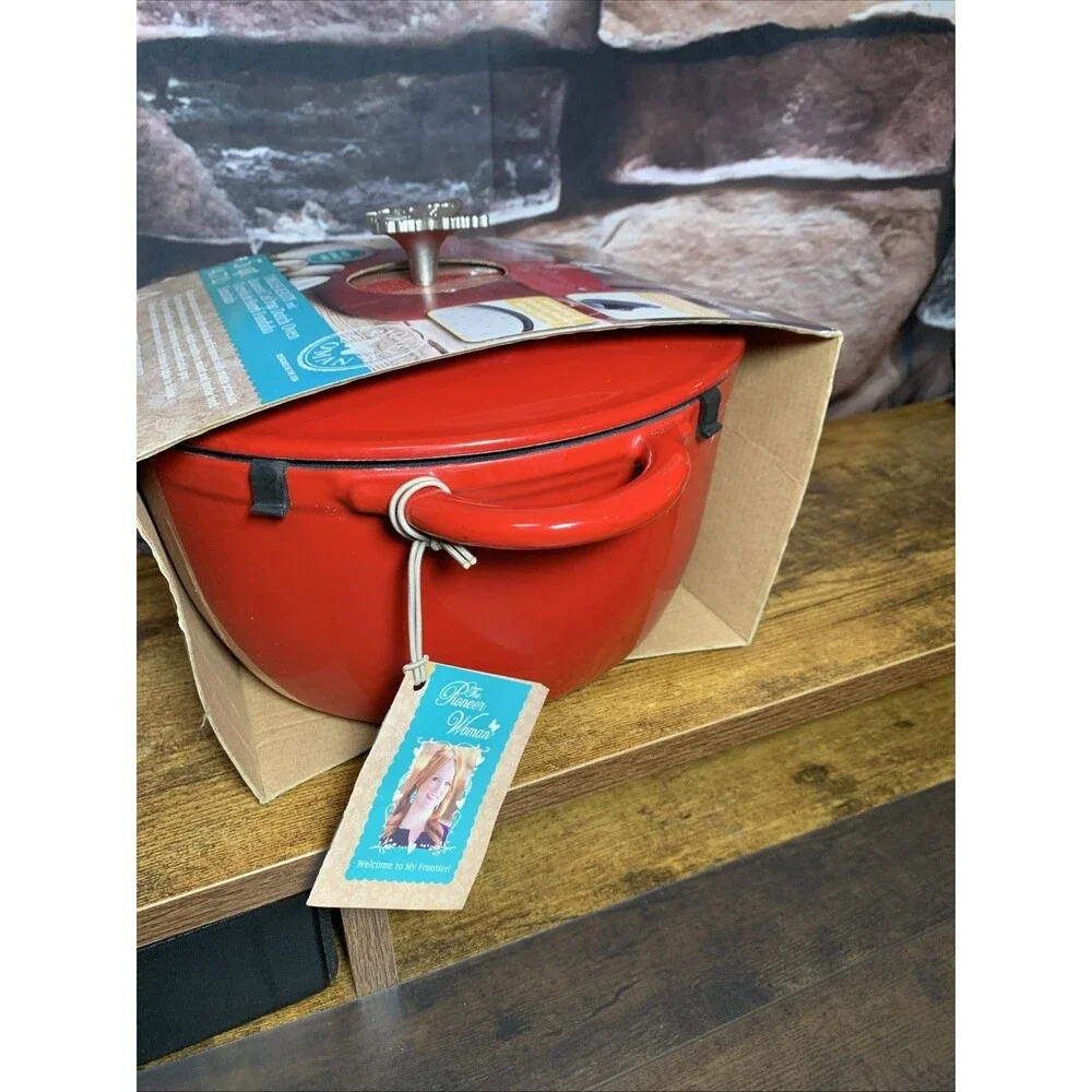 Retired Pioneer Woman Timeless Beauty Red Enameled Cast Iron 5 Qt Dutch Oven NIB